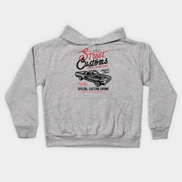 Street Customs: Vintage Classic Car Design Kids Hoodie by Jarecrow 